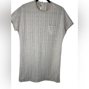 Vintage Tan/Cream Striped Dress with Pocket and beautiful buttons